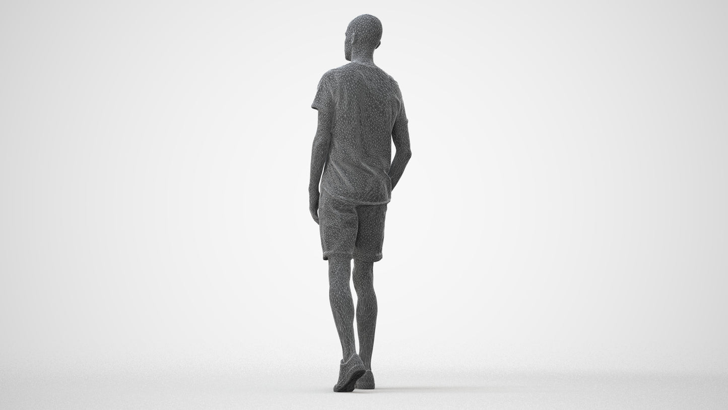 3D people model man casual walking, scanned human for 3ds Max rendering, square thumbnail