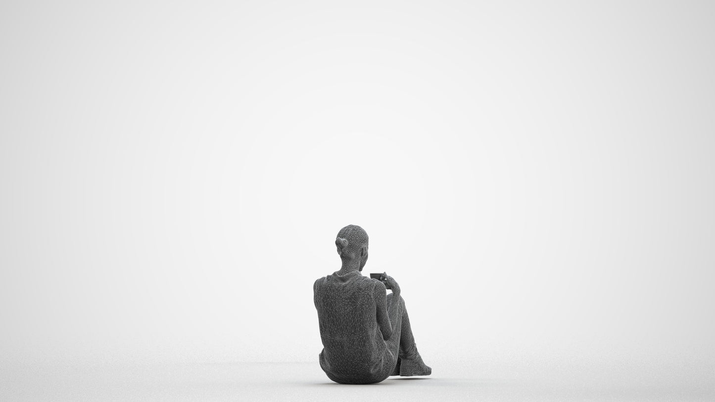 photogrammetry 3D woman casual business, realistic human model archviz FBX, wireframe front view