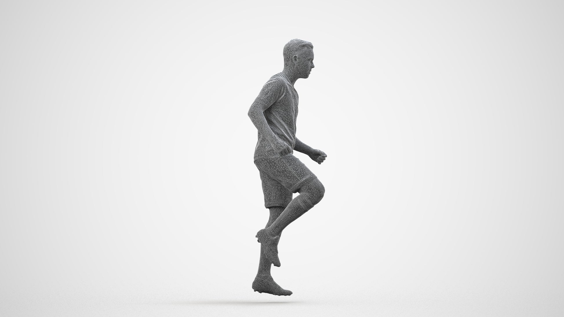 scanned 3D boy sport, photogrammetry people for Enscape and V-Ray, wireframe side view