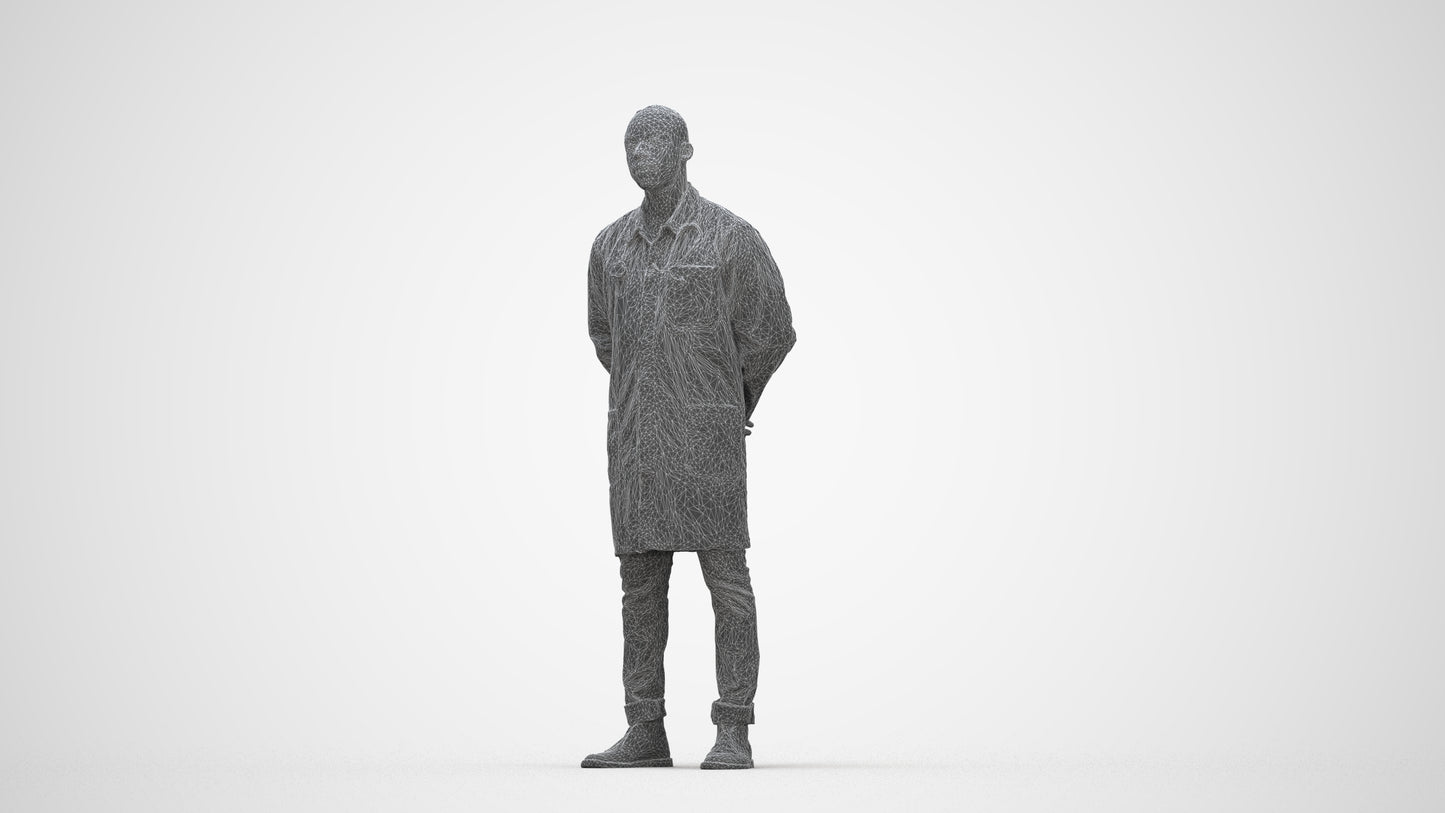 photogrammetry 3D man medical, realistic human model archviz FBX, wireframe back view