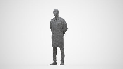 photogrammetry 3D man medical, realistic human model archviz FBX, wireframe back view