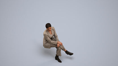 3D people model woman business, scanned human for 3ds Max rendering, back view render