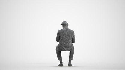 3D people model man business, scanned human for 3ds Max rendering, wireframe front view