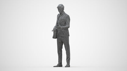 realistic 3D man business, scanned archviz people for Blender and 3ds Max, wireframe back view