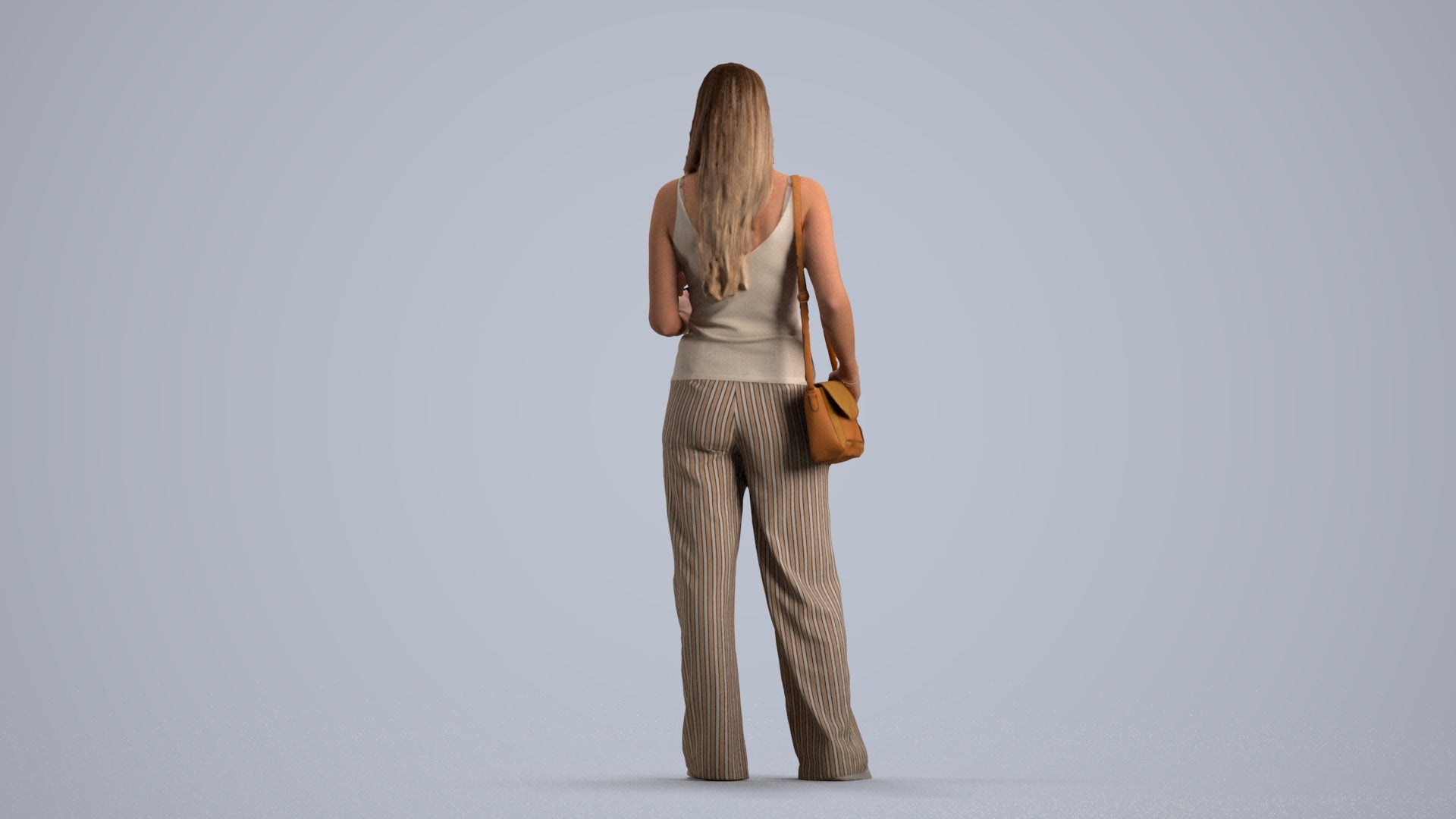 realistic 3D people woman casual standing, render-ready for V-Ray and Corona, FBX OBJ, front view render
