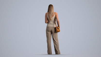 realistic 3D people woman casual standing, render-ready for V-Ray and Corona, FBX OBJ, front view render