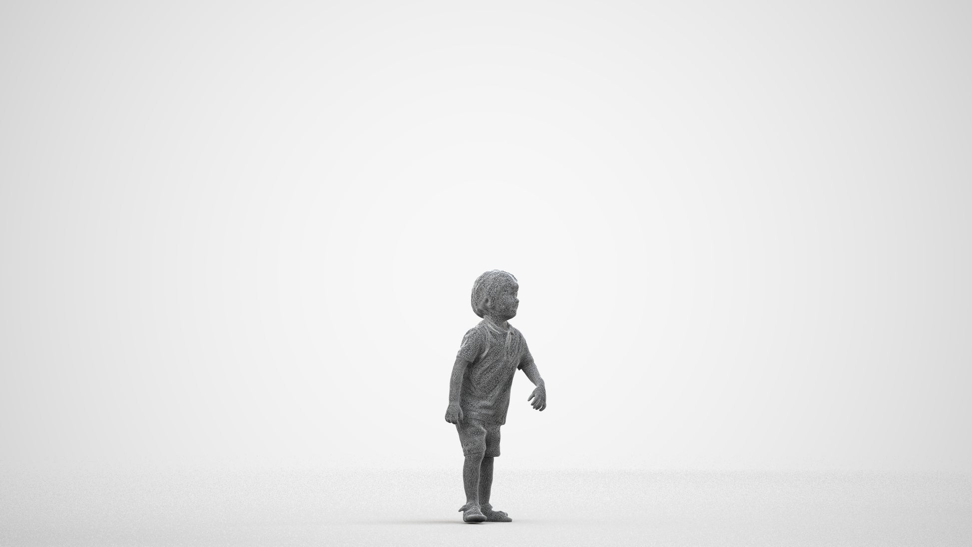 scanned 3D boy casual kids, photogrammetry people for Enscape and V-Ray, wireframe side view