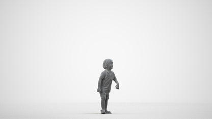 scanned 3D boy casual kids, photogrammetry people for Enscape and V-Ray, wireframe side view