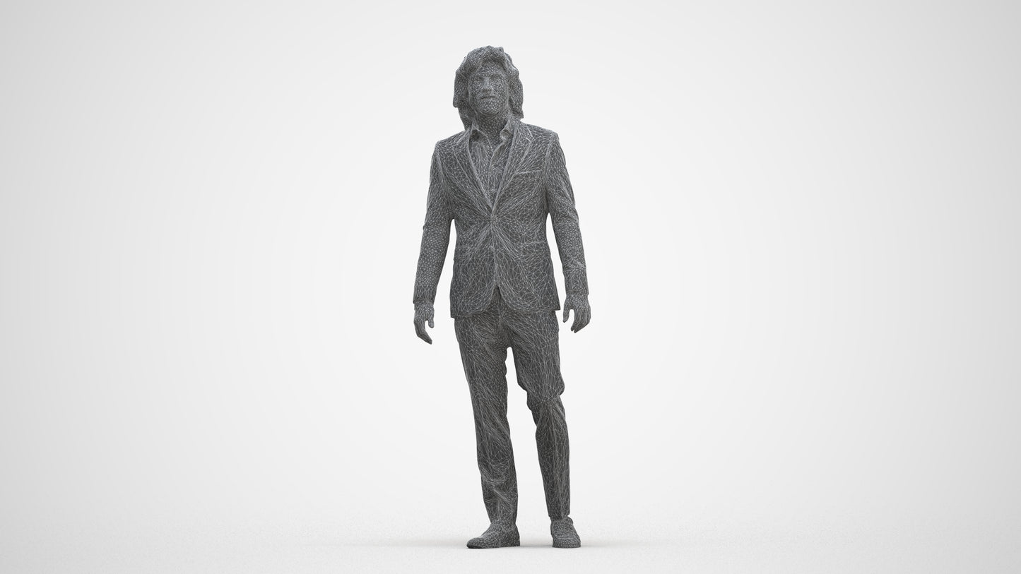 scanned 3D man business, photogrammetry people for Enscape and V-Ray, three-quarter front view render