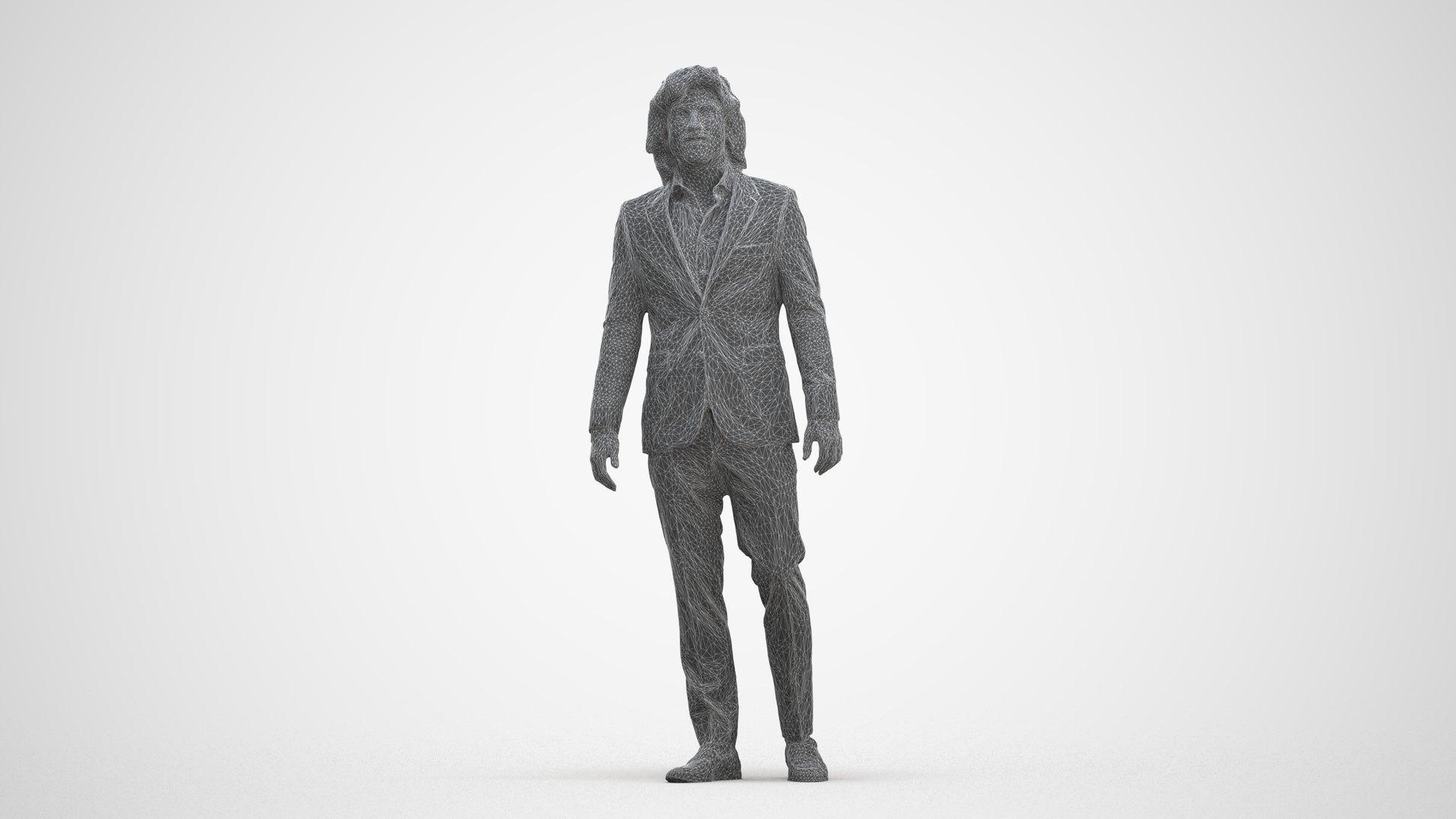 scanned 3D man business, photogrammetry people for Enscape and V-Ray, three-quarter front view render