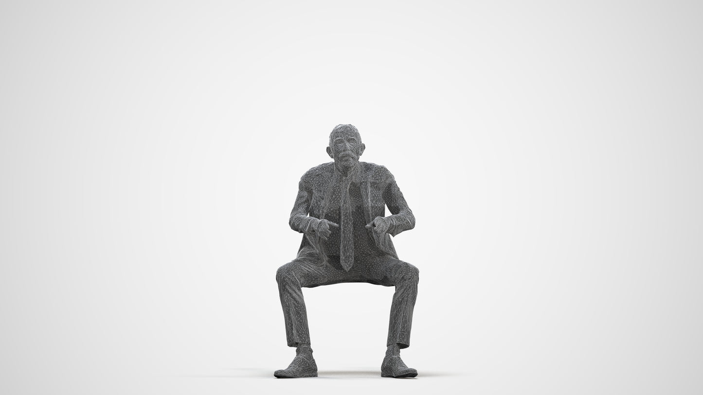 3D scanned senior man business, photorealistic archviz people for Enscape and SketchUp, three-quarter front view render