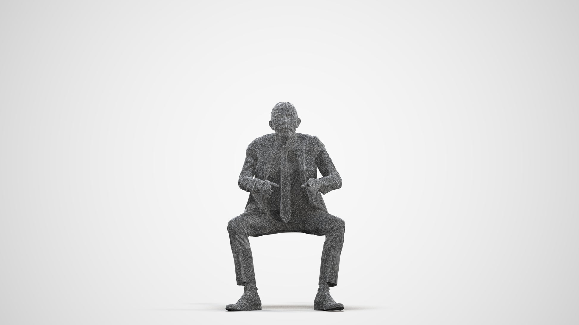 3D scanned senior man business, photorealistic archviz people for Enscape and SketchUp, three-quarter front view render