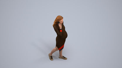 3D human model woman casual walking, photogrammetry scanned person for archviz, back view render