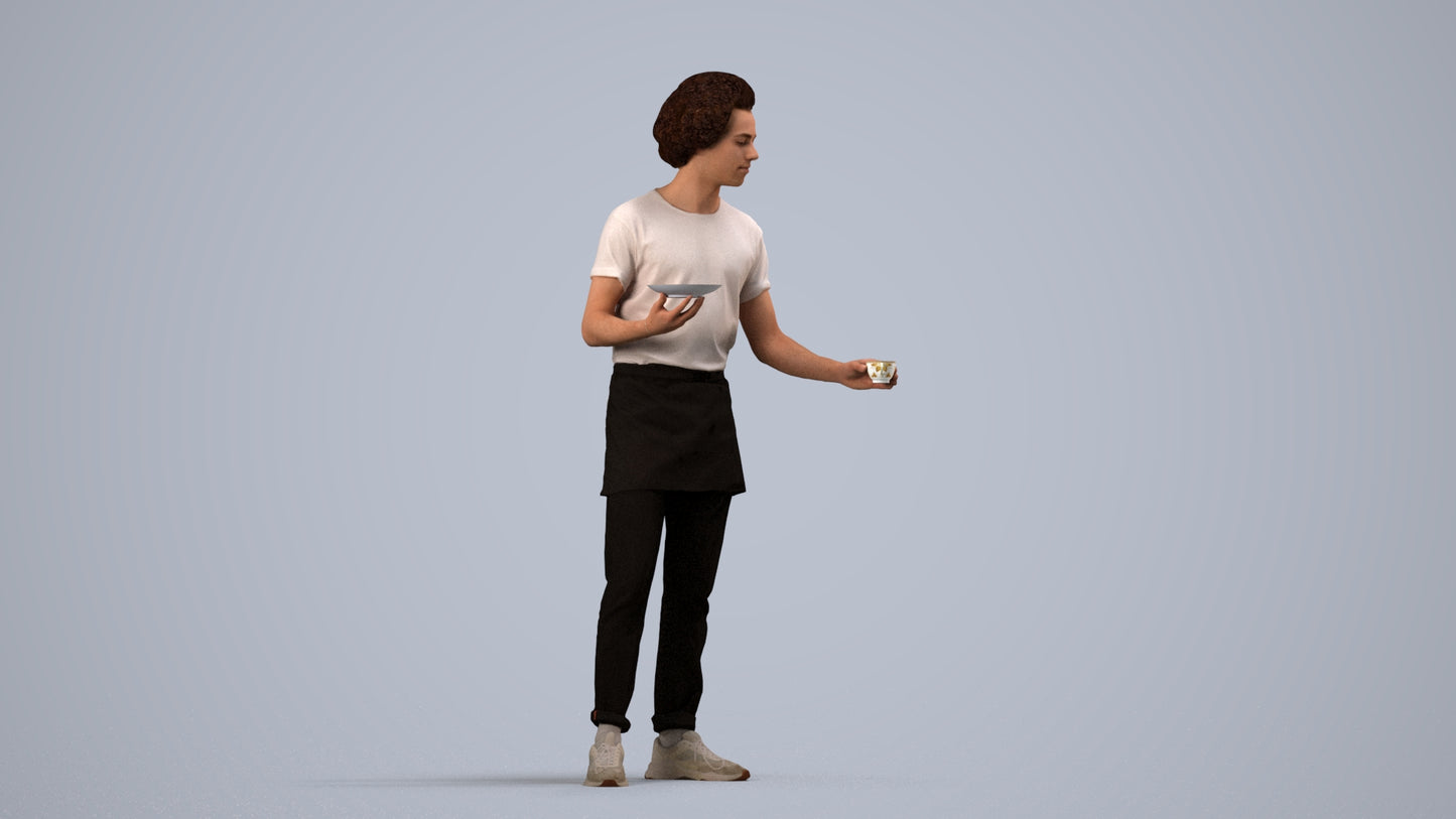 realistic 3D people man standing, render-ready for V-Ray and Corona, FBX OBJ, side view render