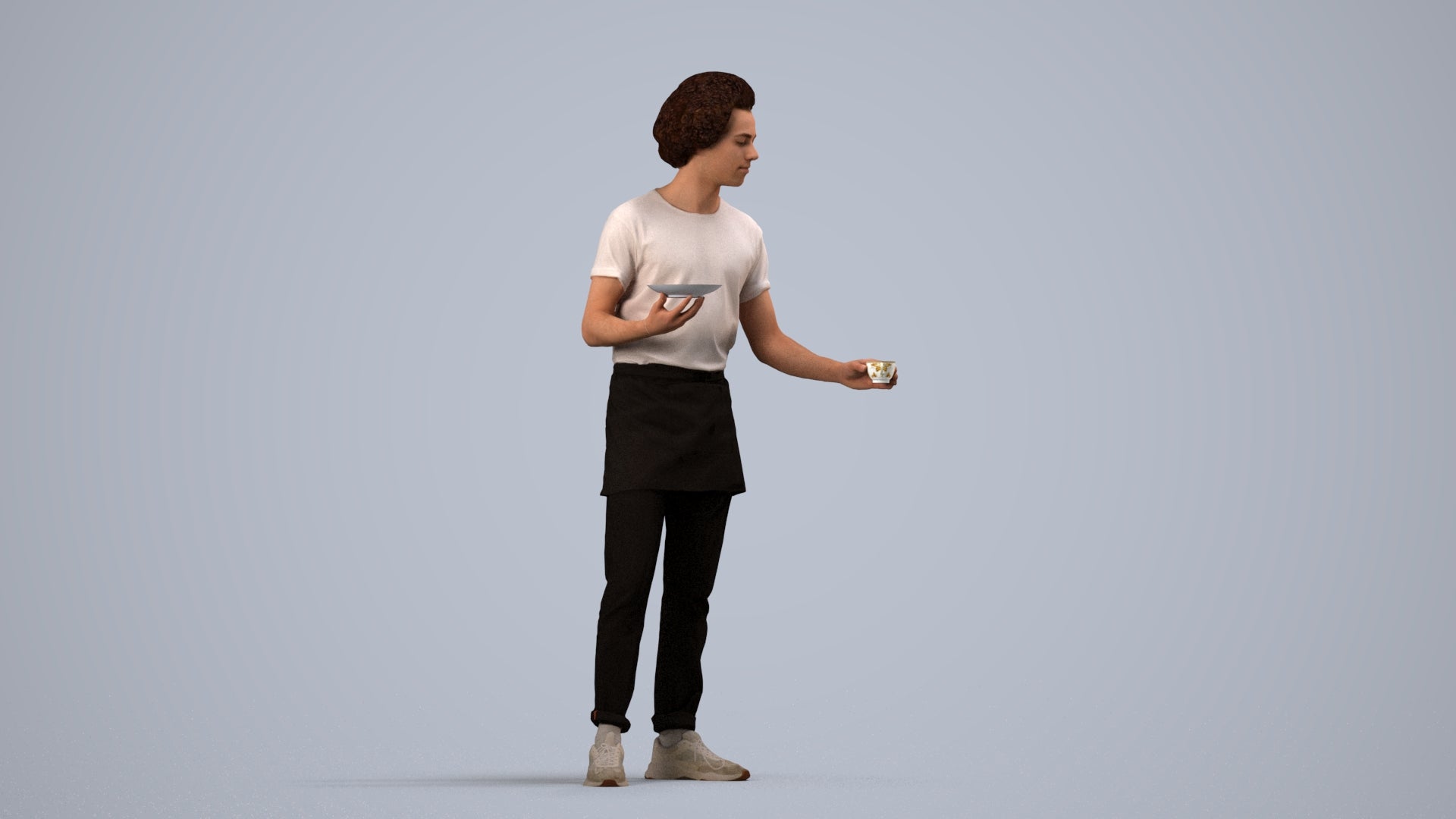 realistic 3D people man standing, render-ready for V-Ray and Corona, FBX OBJ, side view render