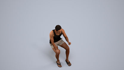 realistic 3D people man casual sitting, render-ready for V-Ray and Corona, FBX OBJ, back view render