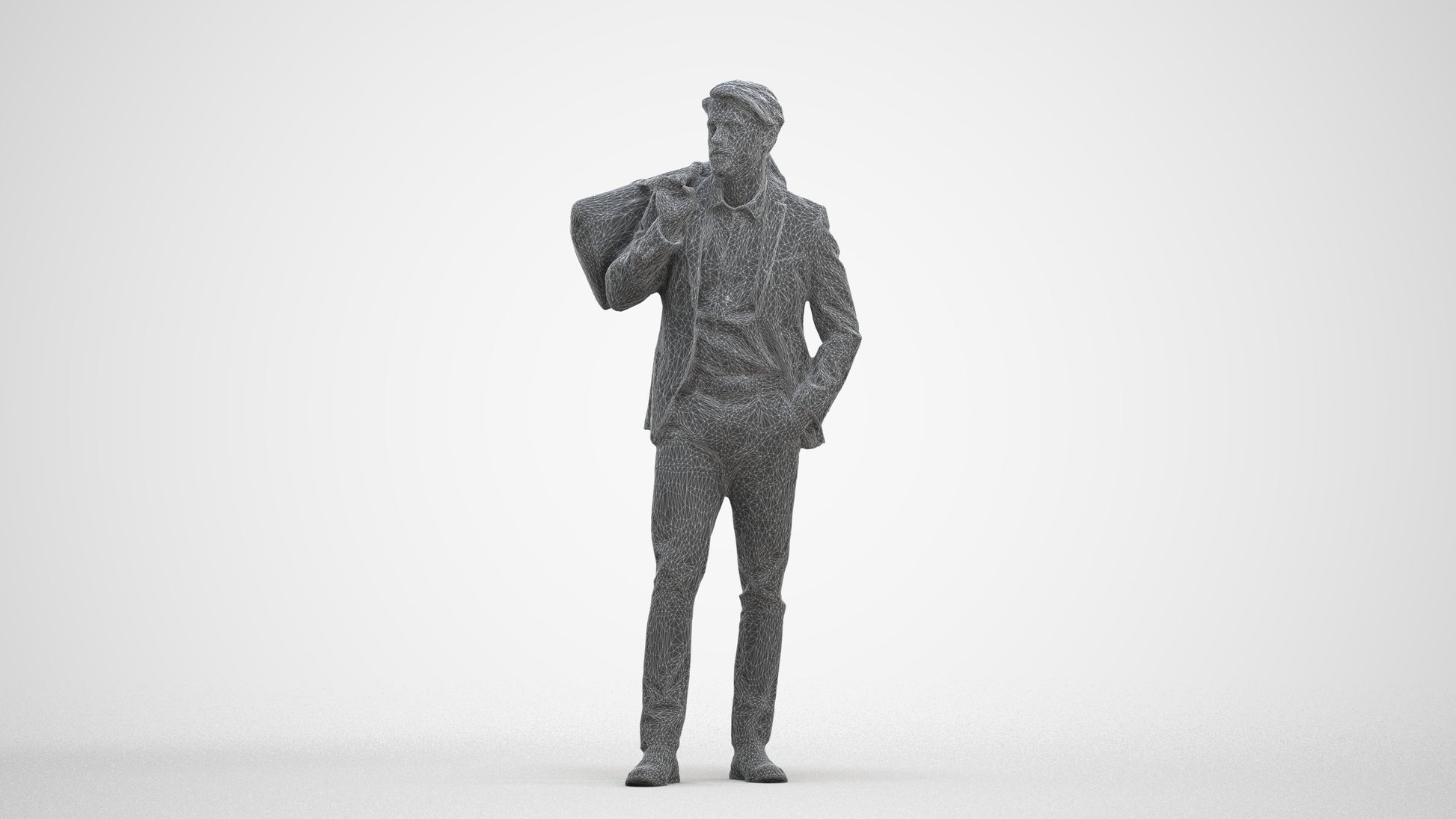 realistic 3D people man business, render-ready for V-Ray and Corona, FBX OBJ, three-quarter front view render