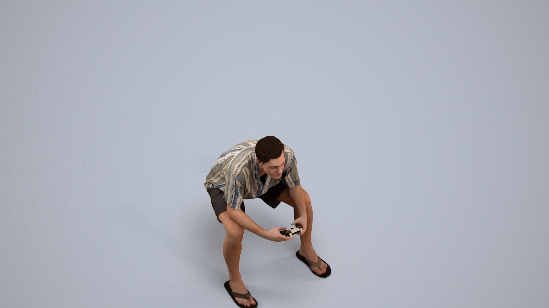 scanned 3D man casual sitting, photogrammetry people for Enscape and V-Ray, back view render