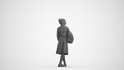 3D people model girl kids, scanned human for 3ds Max rendering, wireframe front view