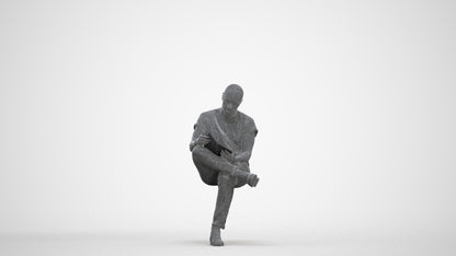 realistic 3D people man casual sitting, render-ready for V-Ray and Corona, FBX OBJ, three-quarter front view render
