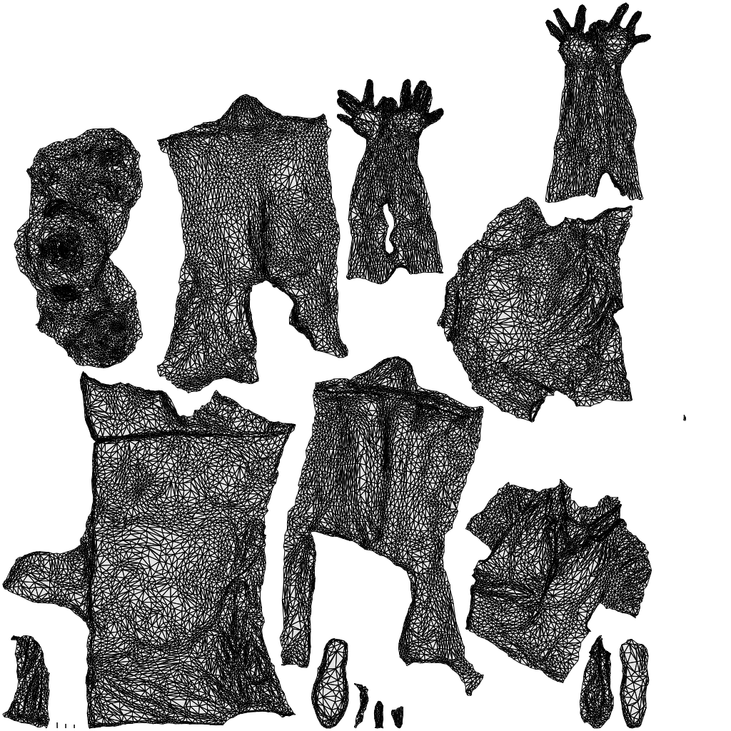 scanned 3D woman hospitality, photogrammetry people for Enscape and V-Ray, wireframe top-down view