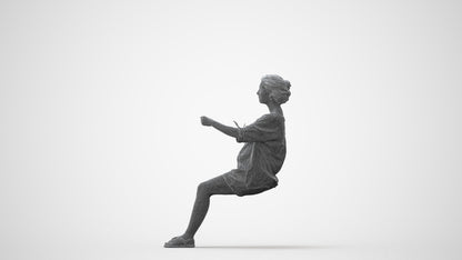 3D scanned woman driving casual, photorealistic archviz people for Enscape and SketchUp, square thumbnail