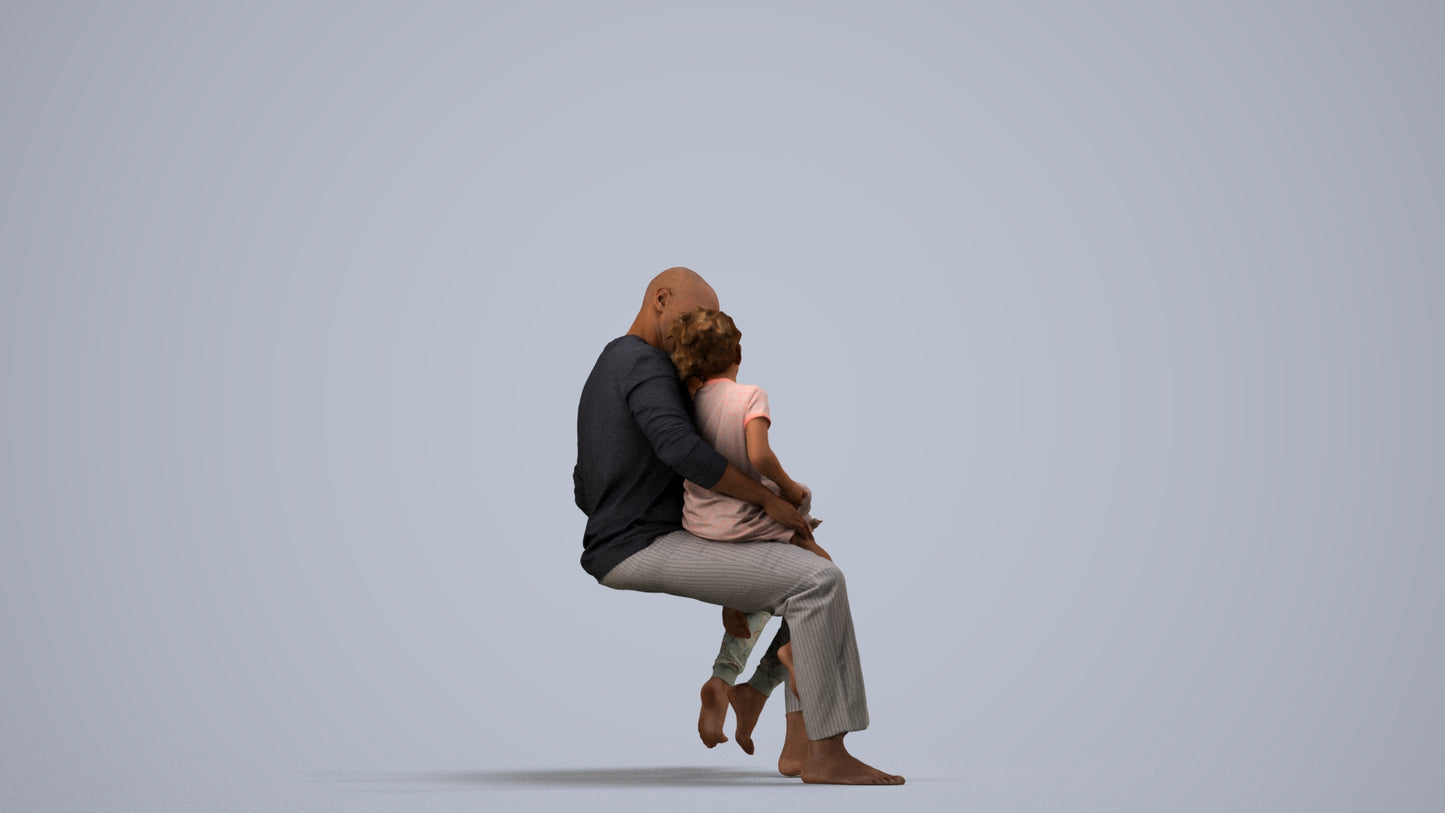 realistic 3D human girl casual kids, archviz people FBX OBJ for Blender, side view render