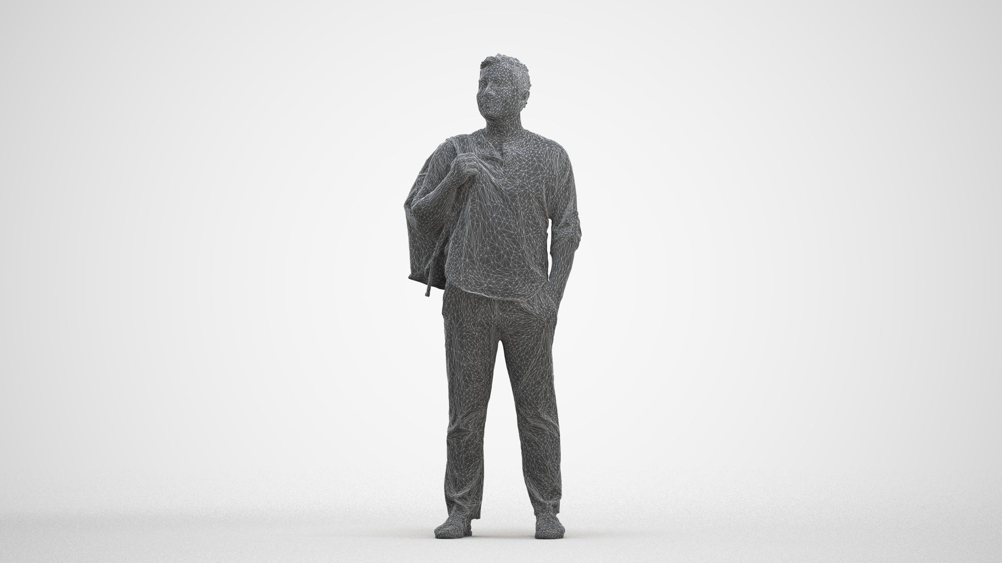 realistic 3D people man casual standing, render-ready for V-Ray and Corona, FBX OBJ, three-quarter front view render