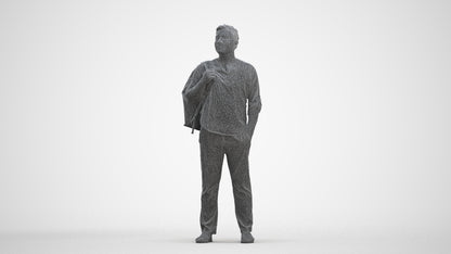 realistic 3D people man casual standing, render-ready for V-Ray and Corona, FBX OBJ, three-quarter front view render
