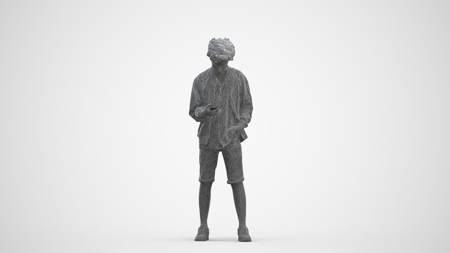 scanned 3D boy casual mix, photogrammetry people for Enscape and V-Ray, three-quarter front view render