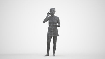 realistic 3D woman casual standing, scanned archviz people for Blender and 3ds Max, three-quarter front view render