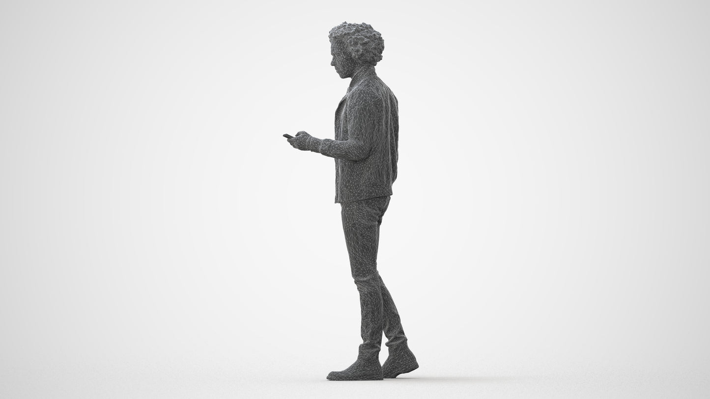 photogrammetry 3D man casual standing, realistic human model archviz FBX, square thumbnail