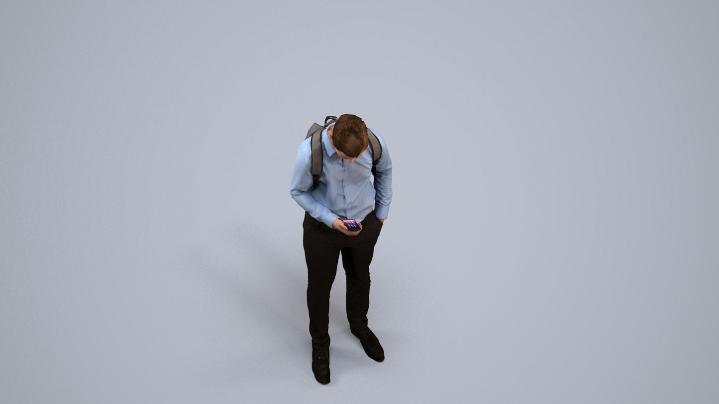 3D people model boy kids, scanned human for 3ds Max rendering, back view render
