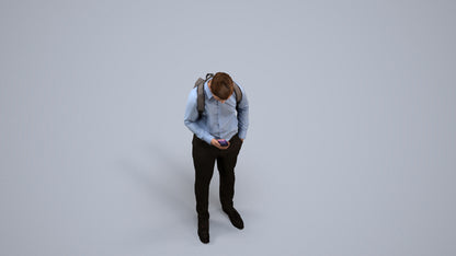 3D people model boy kids, scanned human for 3ds Max rendering, back view render
