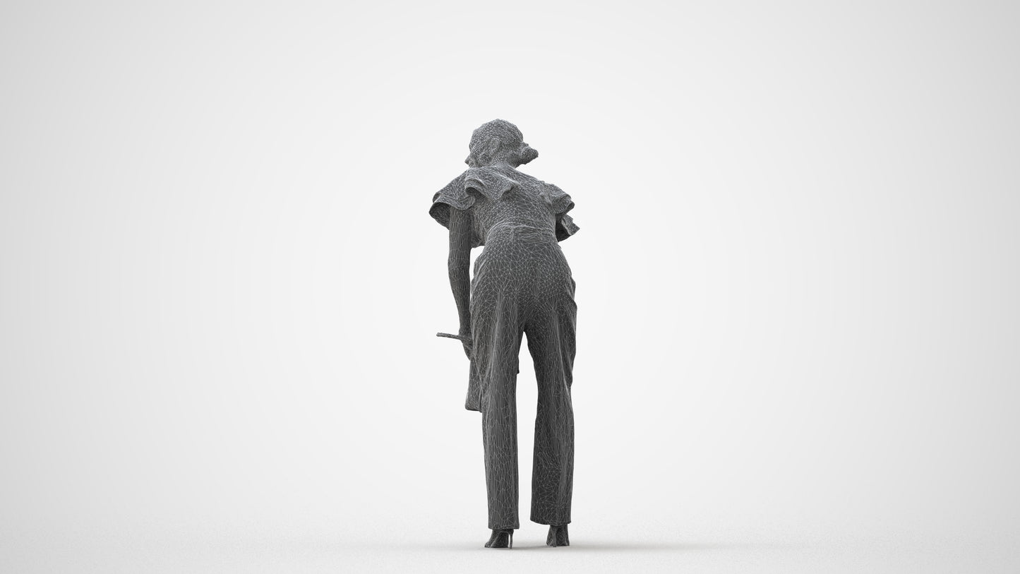 3D scanned woman standing business, photorealistic archviz people for Enscape and SketchUp, square thumbnail