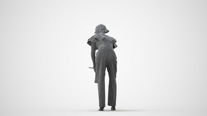 3D scanned woman standing business, photorealistic archviz people for Enscape and SketchUp, square thumbnail