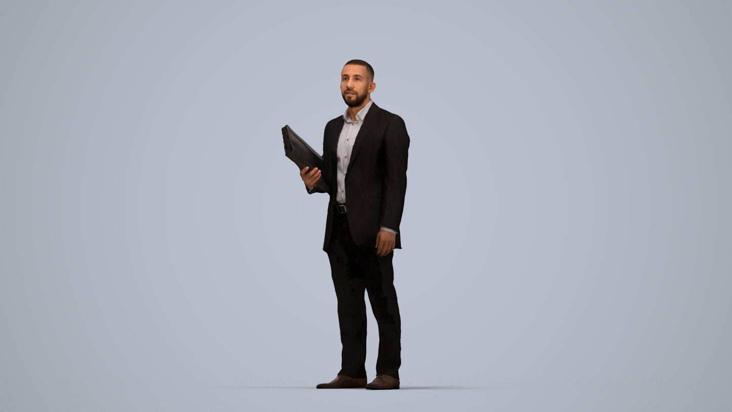 3D scanned man business, photorealistic archviz people for Enscape and SketchUp, top-down view render