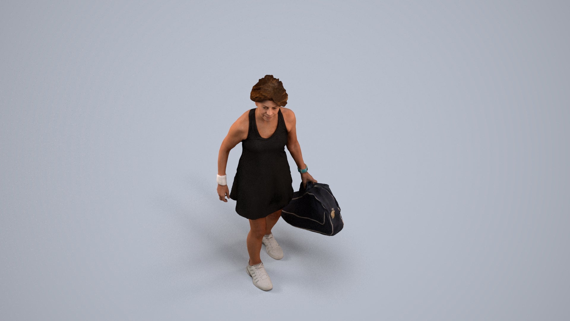 realistic 3D woman sport, scanned archviz people for Blender and 3ds Max, back view render