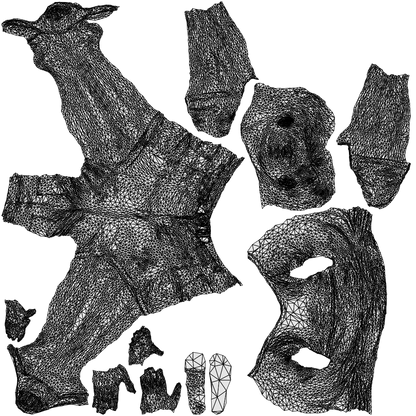 scanned 3D boy casual kids, photogrammetry people for Enscape and V-Ray, wireframe top-down view