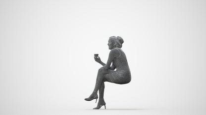 3D people model woman casual sitting, scanned human for 3ds Max rendering, square thumbnail