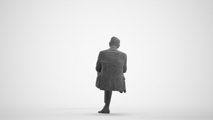 3D scanned senior man business, photorealistic archviz people for Enscape and SketchUp, wireframe front view