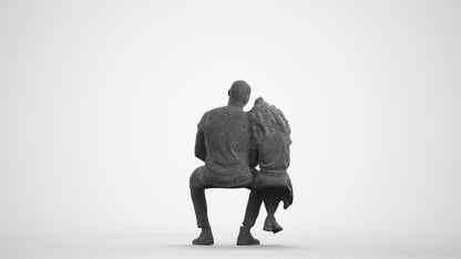 3D scanned girl kids casual, photorealistic archviz people for Enscape and SketchUp, wireframe front view