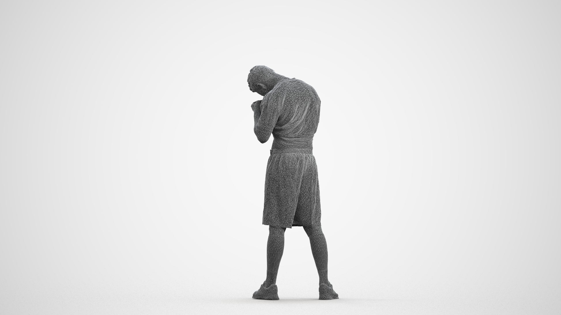 realistic 3D people man sport, render-ready for V-Ray and Corona, FBX OBJ, wireframe front view