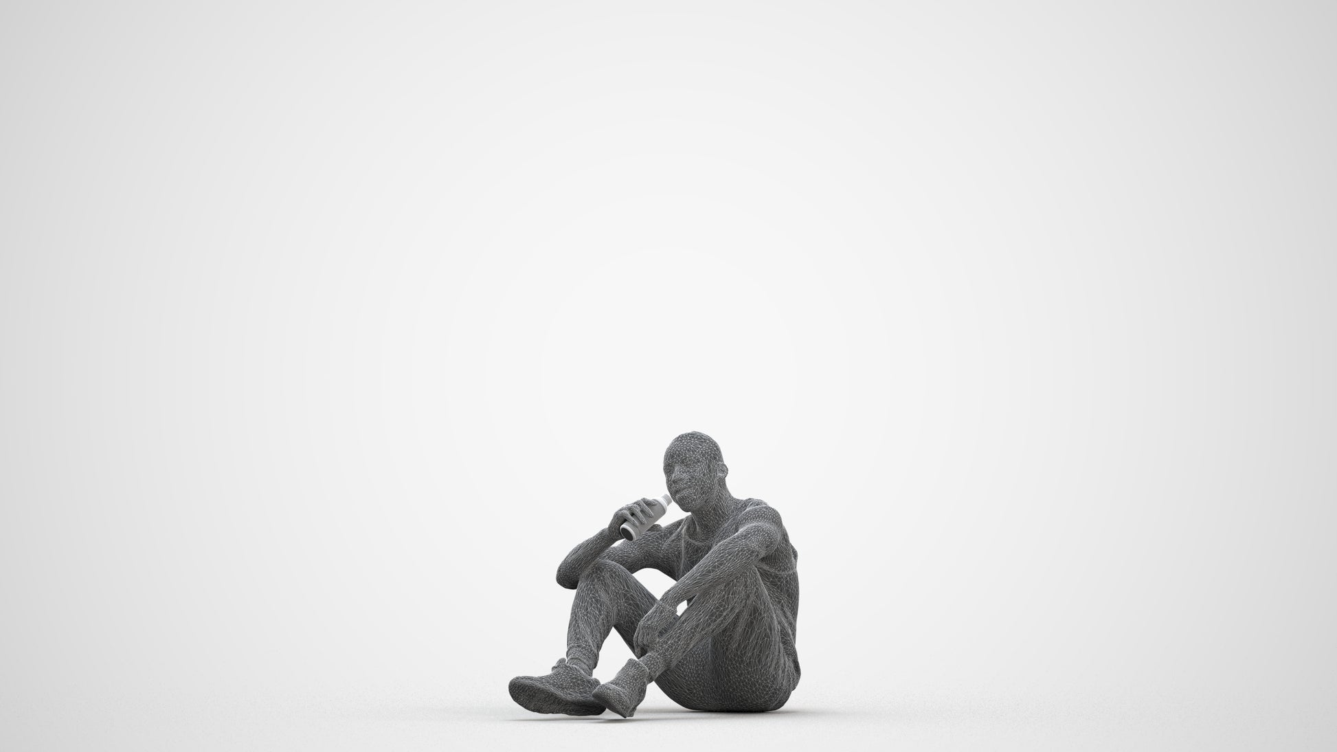 realistic 3D people man casual sitting, render-ready for V-Ray and Corona, FBX OBJ, three-quarter front view render