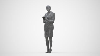scanned 3D woman hospitality, photogrammetry people for Enscape and V-Ray, wireframe back view