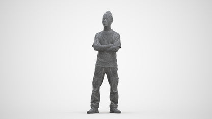 realistic 3D man casual standing, scanned archviz people for Blender and 3ds Max, three-quarter front view render