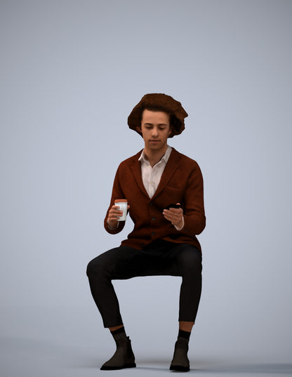 realistic 3D people man business sitting, render-ready for V-Ray and Corona, FBX OBJ