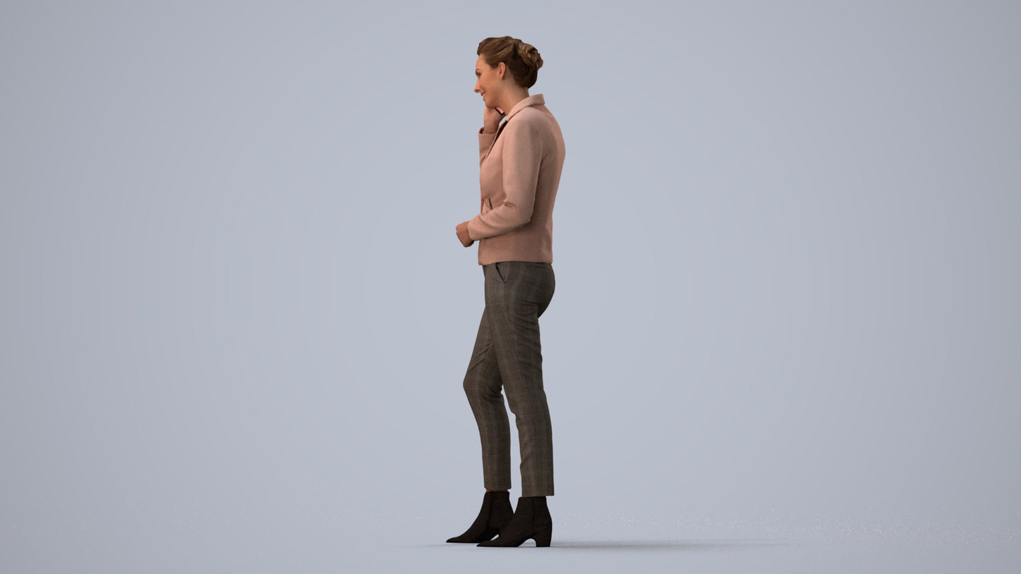 scanned 3D woman business, photogrammetry people for Enscape and V-Ray, three-quarter view render