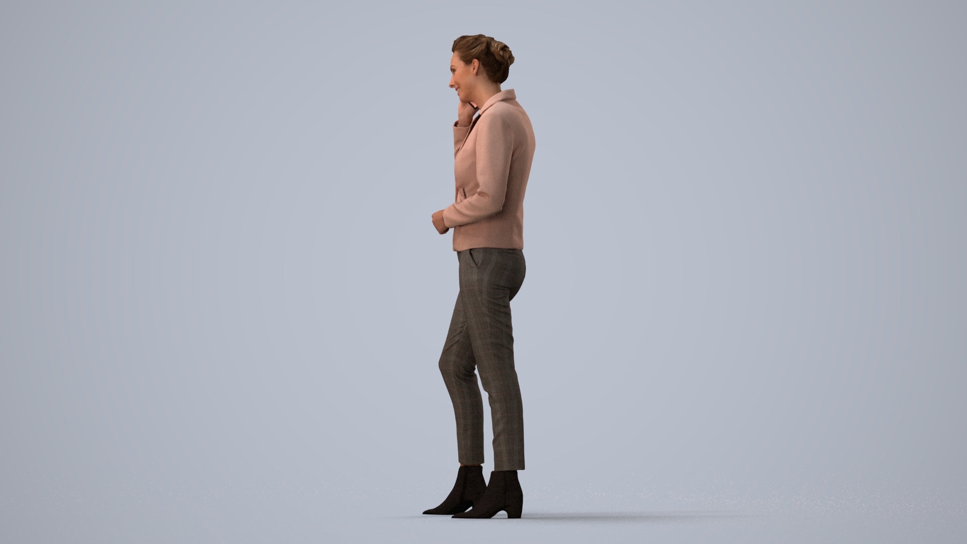 scanned 3D woman business, photogrammetry people for Enscape and V-Ray, three-quarter view render