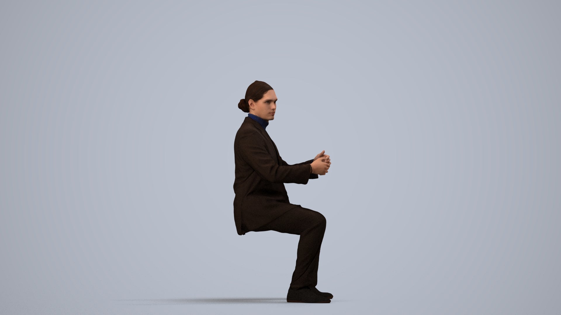 realistic 3D man business, scanned archviz people for Blender and 3ds Max, side view render